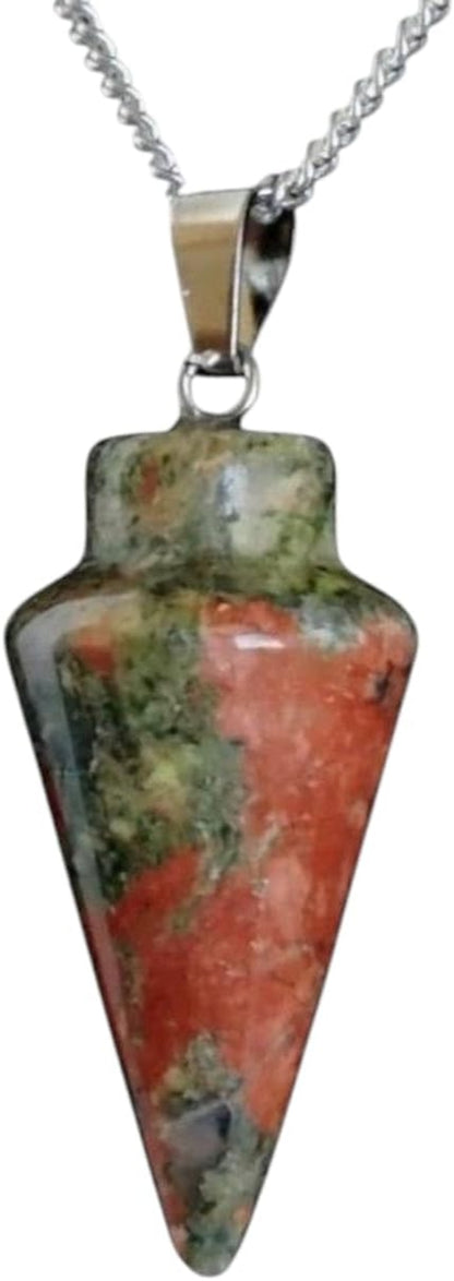 Natural Healing Crystal Pendant Necklace, Multiple Gemstone Options,