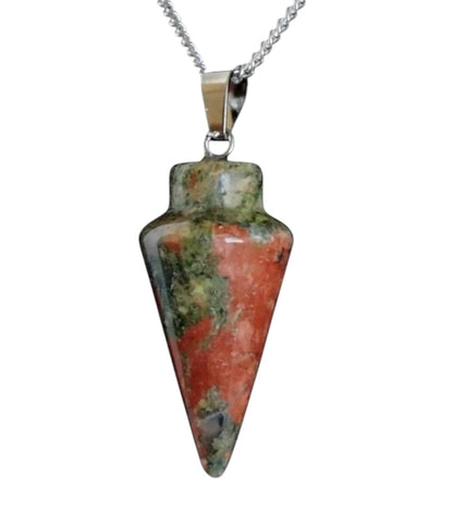 Natural Healing Crystal Pendant Necklace, Multiple Gemstone Options,